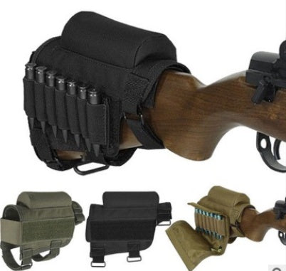 Adjustable Tactical Buttstock w/ Cheek Rest & Ammo Cartridges Holder Pouch