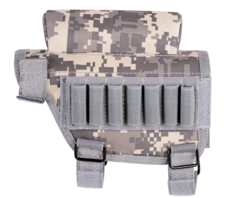 Adjustable Tactical Buttstock w/ Cheek Rest & Ammo Cartridges Holder Pouch