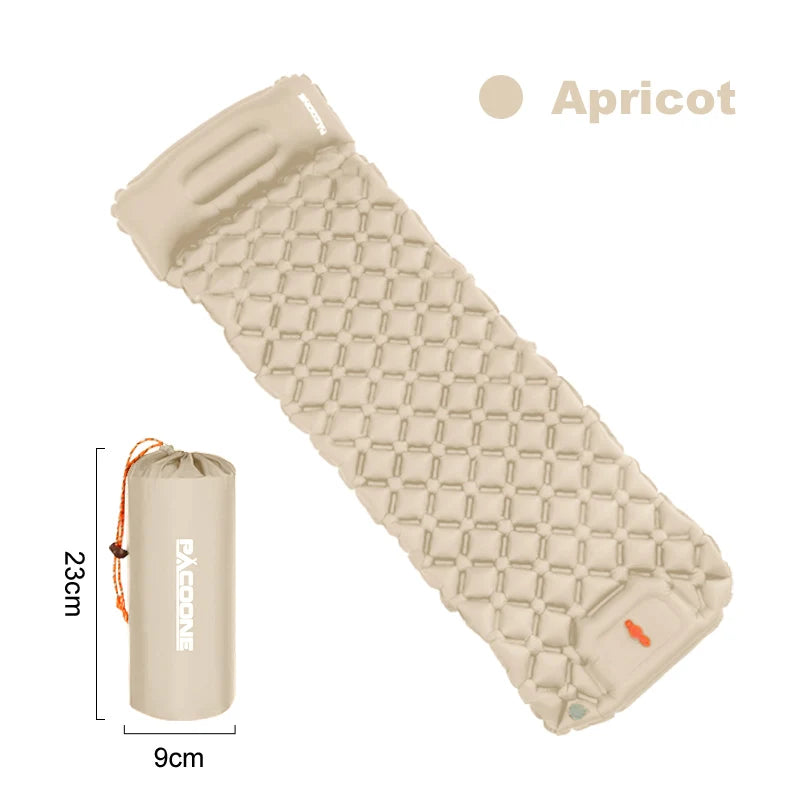 PACOONE Outdoor  Inflatable Camping Sleeping Mattress with Pillows