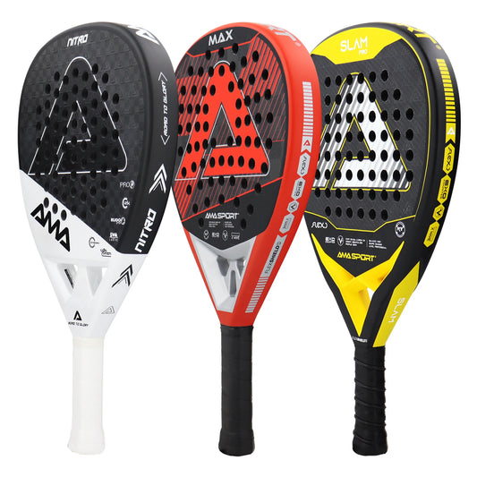 AMASPORT Professional 3K/12K/18K Carbon Fiber 3D Surface Padel Racket