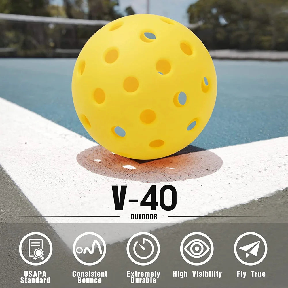 74MM Durable 40 Hole/26g Outdoor Pickleballs for Competition 6/12/24Pcs