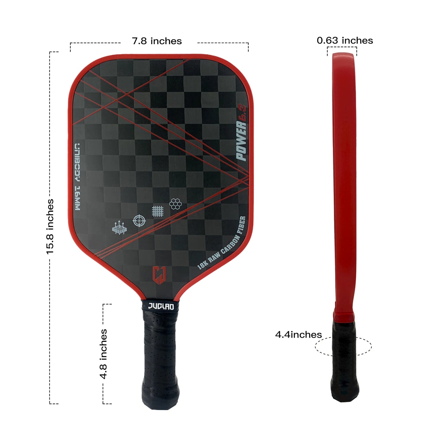 JUCIAO 18K Raw Carbon Fiber Surface Pickleball Paddle