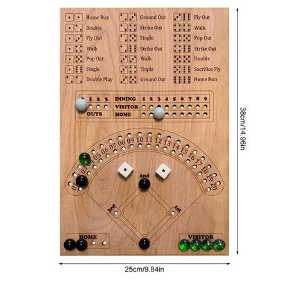 Wooden Baseball Dice Board Game