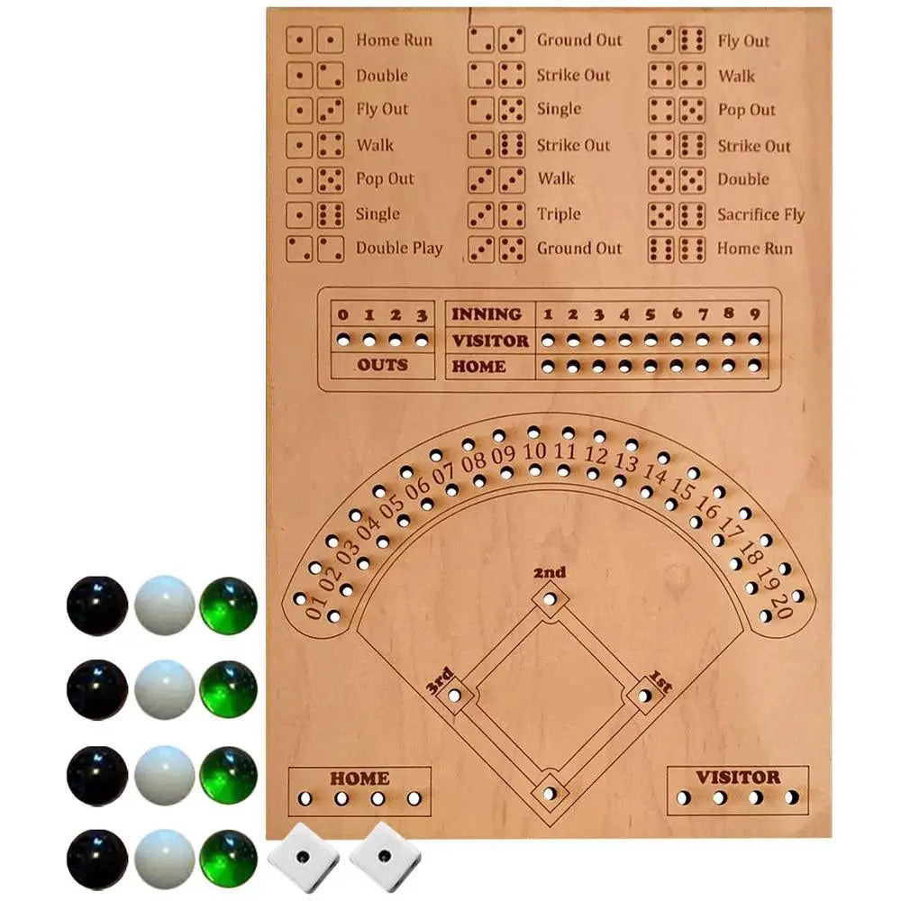 Wooden Baseball Dice Board Game