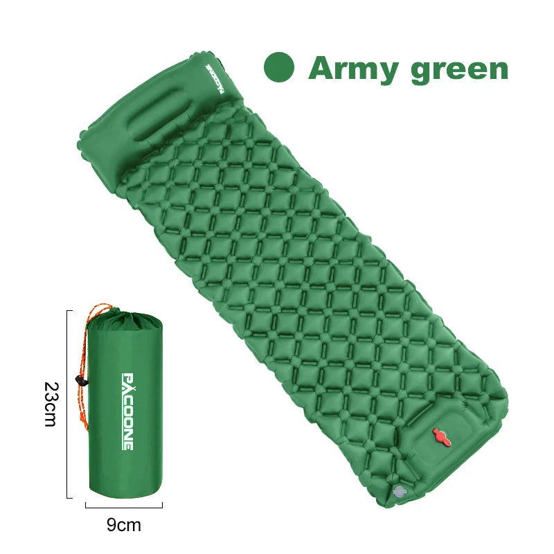 PACOONE Outdoor  Inflatable Camping Sleeping Mattress with Pillows