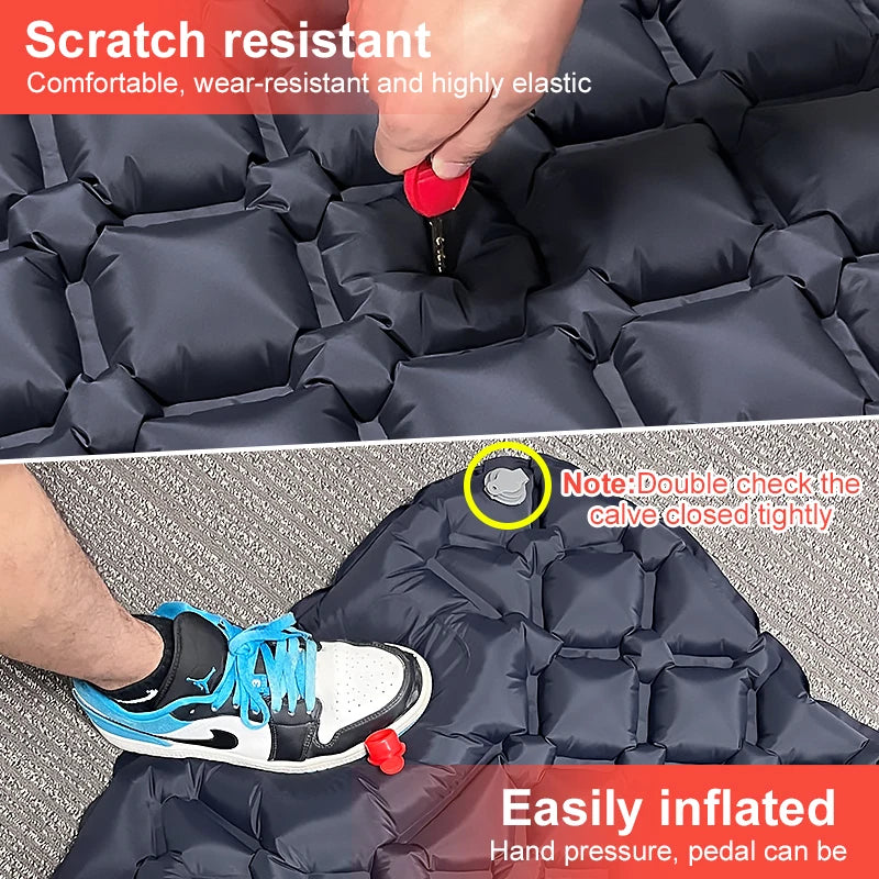 PACOONE Outdoor  Inflatable Camping Sleeping Mattress with Pillows