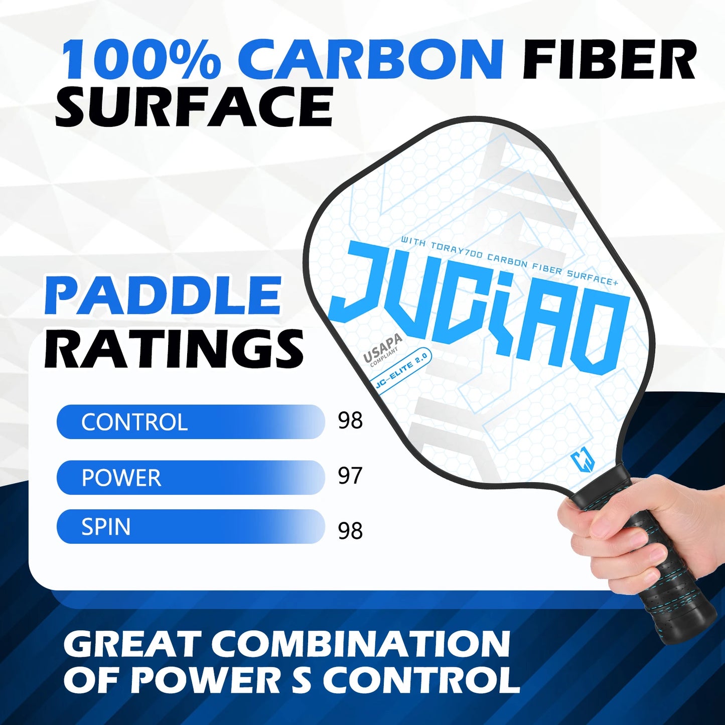 JUCIAO JC-Elite 2.0 Pickleball Paddle Set (Includes 4 Balls)