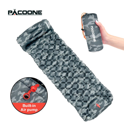 PACOONE Outdoor  Inflatable Camping Sleeping Mattress with Pillows