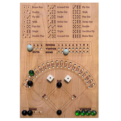 Wooden Baseball Dice Board Game