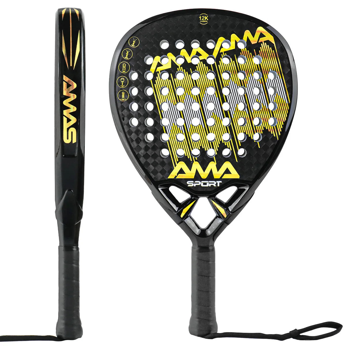 AMASPORT 3k/12K/18K Carbon Padel Racket with Cover