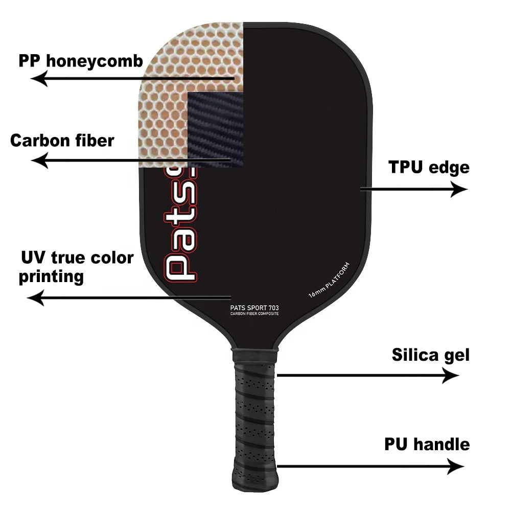 Pats Sport Full Carbon Fiber T700 Black Pickleball Paddle